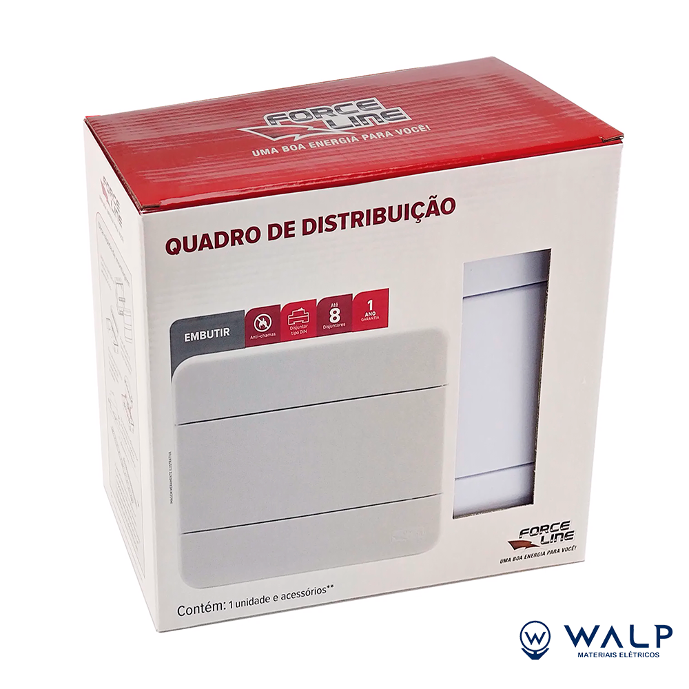 QUADRO EMBUTIR FORCE LINE 08 DISJUNTORES - Imagem 4