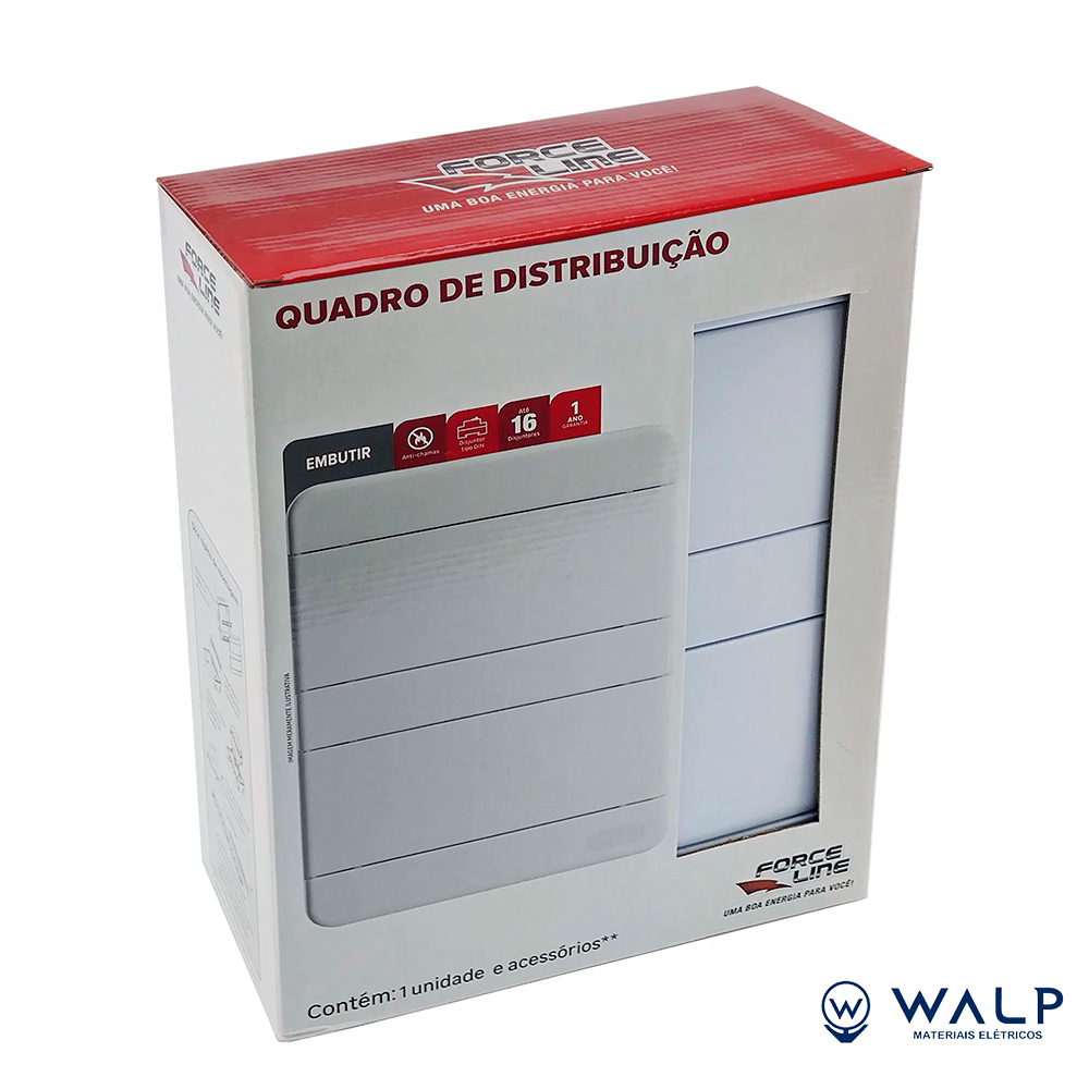 QUADRO EMBUTIR FORCE LINE 16 DISJUNTORES - Imagem 4