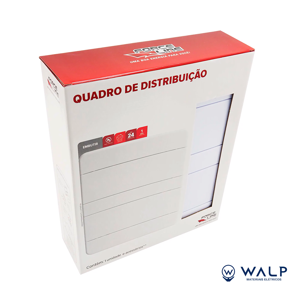 QUADRO EMBUTIR FORCE LINE 24 DISJUNTORES - Imagem 2